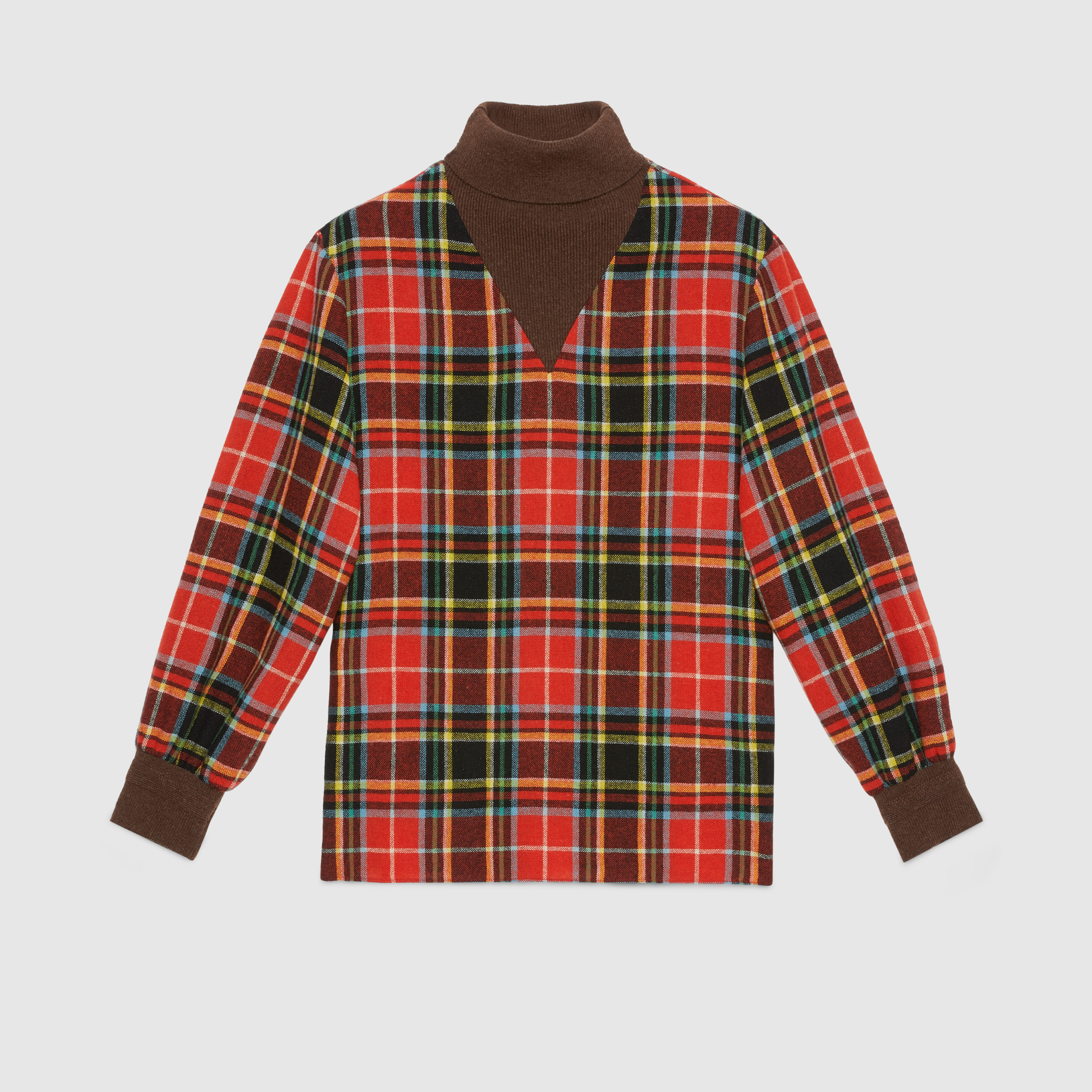 Check wool turtleneck