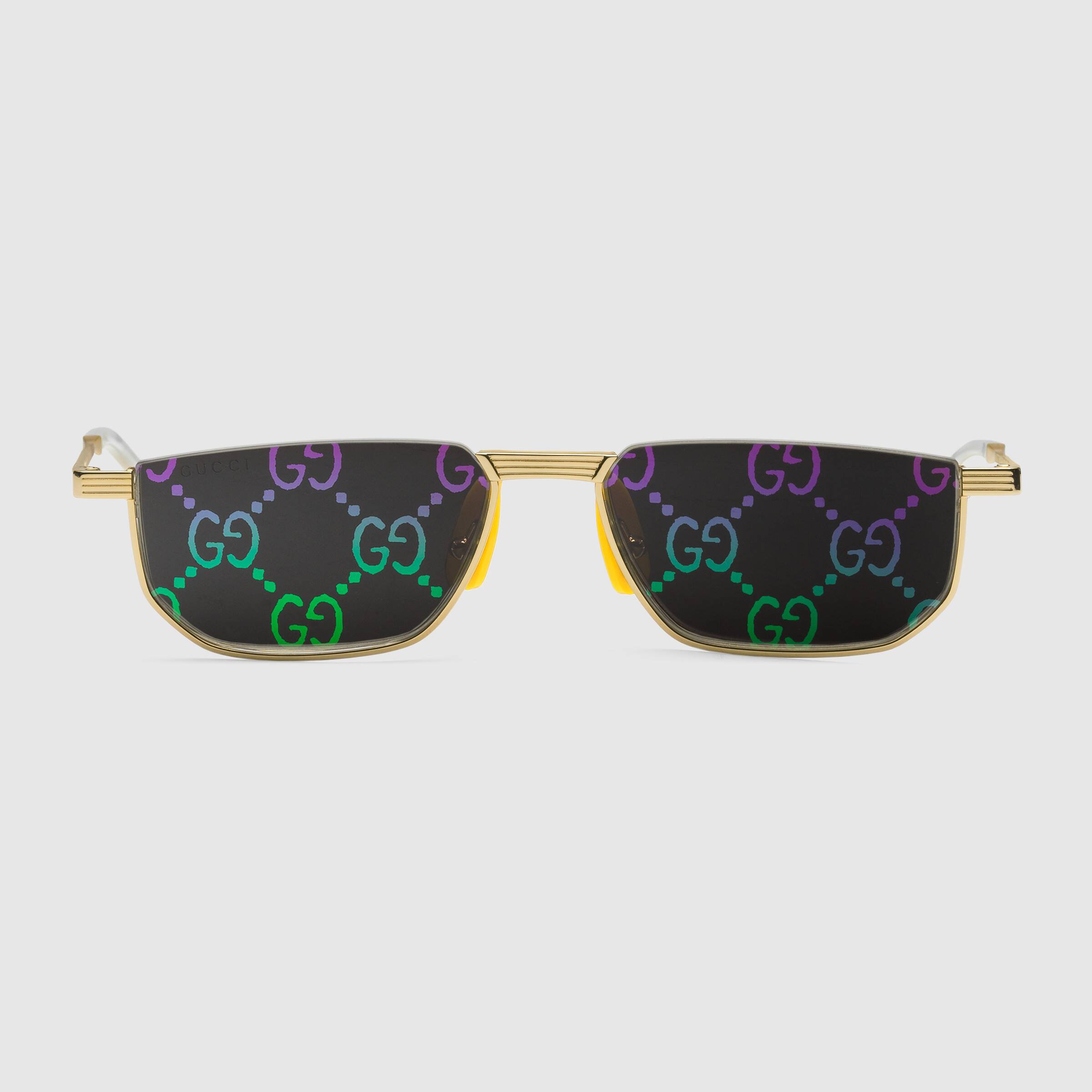 Rectangular metal sunglasses